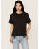 Image #1 - Blended Women's Side Grommet Short Sleeve Tee, Black, hi-res