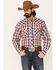 Image #1 - Wrangler 20X Men's Advanced Comfort Small Plaid Print Long Sleeve Snap Western Shirt , Red, hi-res