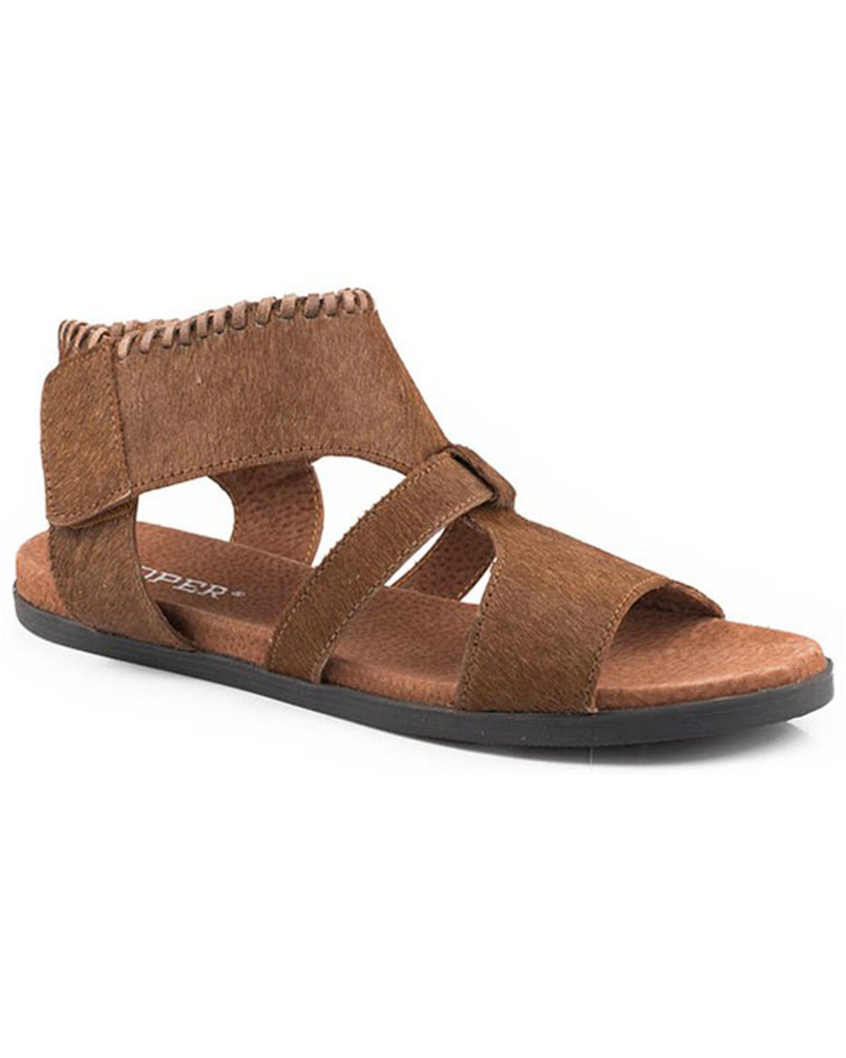 Image #1 - Roper Women's Free Spirit Hair-On Hide Leather Sandals, Tan, hi-res