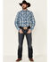 West Made Men's Dobby Plaid Long Sleeve Pearl Snap Western Shirt , Blue, hi-res