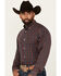 Image #2 - Ariat Men's Iker Plaid Print Long Sleeve Button-Down Western Shirt, Navy, hi-res