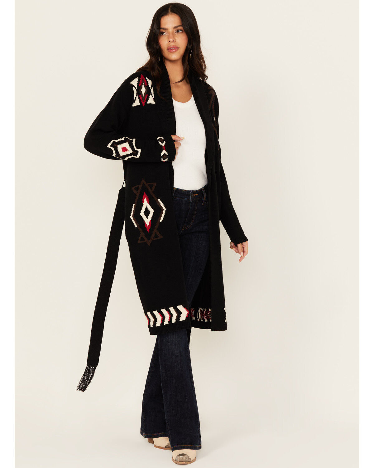 Image #1 - Idyllwind Women's Leopole Long Cardigan, Black, hi-res