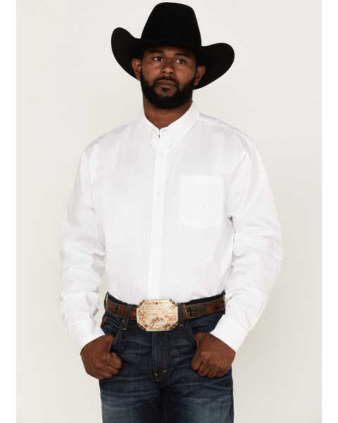 RANK 45® Men's Basic Twill Long Sleeve Button-Down Western Shirt - Big, White, hi-res
