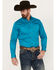 Image #1 - Ariat Men's Team Embroidered Logo Twill Fitted Long Sleeve Button-Down Western Shirt, Teal, hi-res