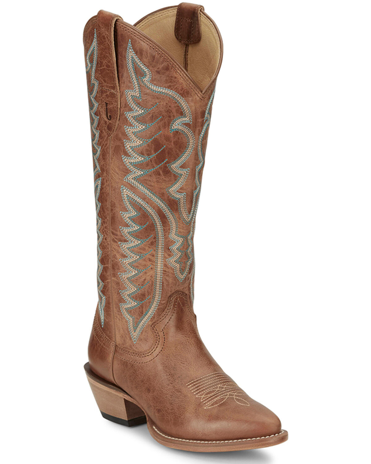 Image #1 - Justin Women's Evelyn Tall Western Boots - Snip Toe, Brown, hi-res