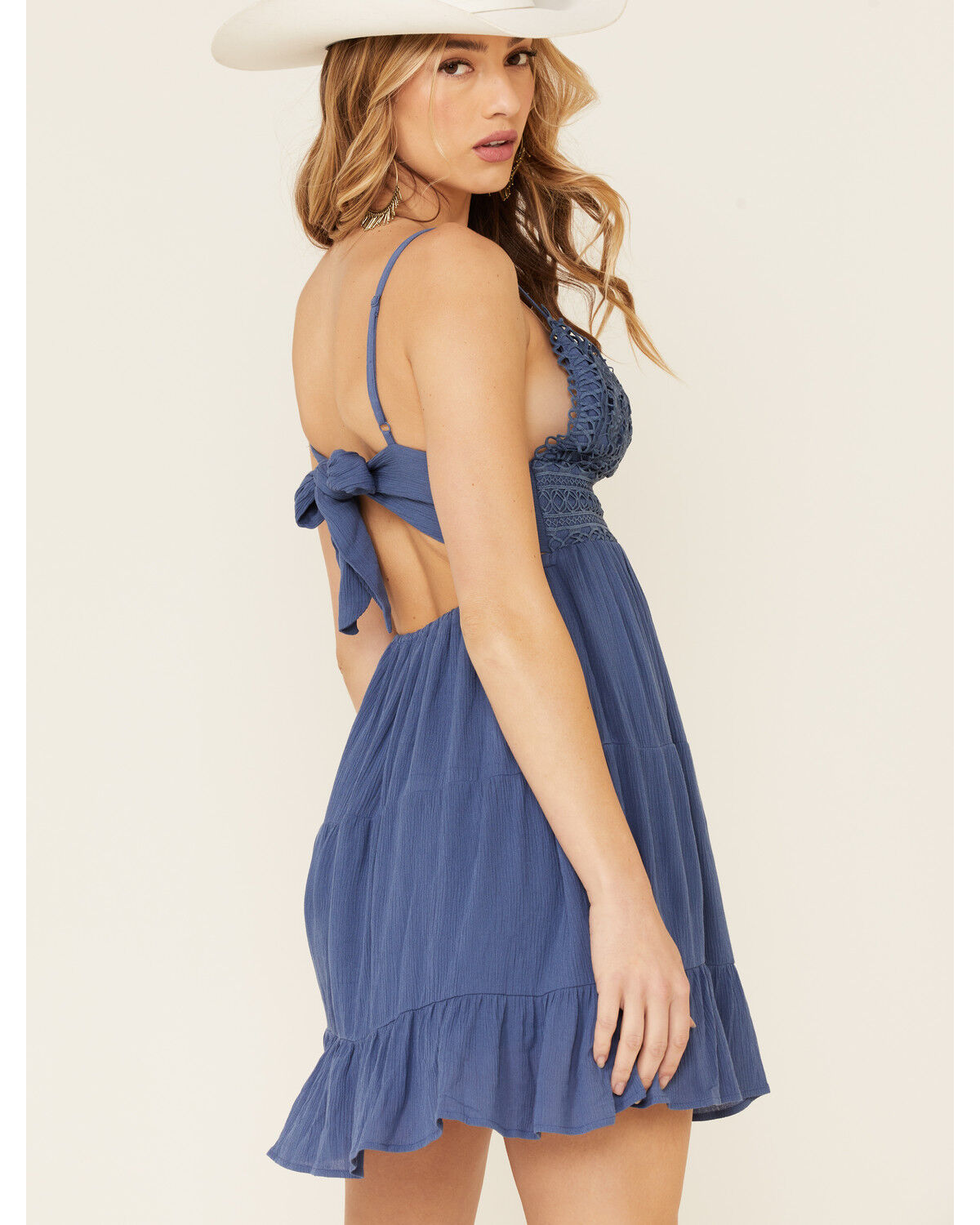 Image #5 - Tempted Women's Crochet Top Mini Dress, Blue, hi-res