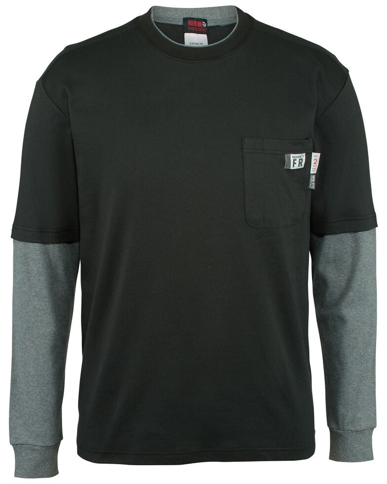 Wolverine Men's FR Black Miter Long Sleeve Work T-Shirt ...