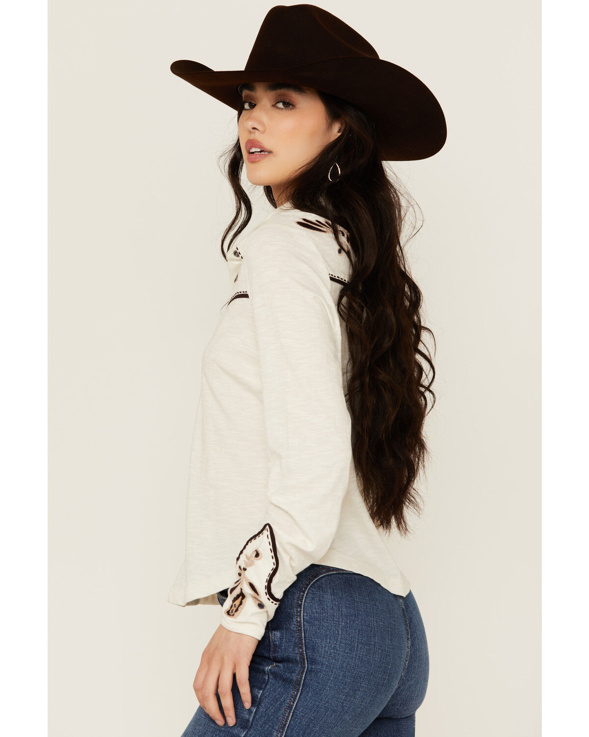 Image #2 - Shyanne Women's Embroidered Long Sleeve Snap Western Shirt, Off White, hi-res