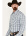 Image #2 - Wrangler 20X Men's Plaid Print Long Sleeve Snap Western Shirt, Blue, hi-res