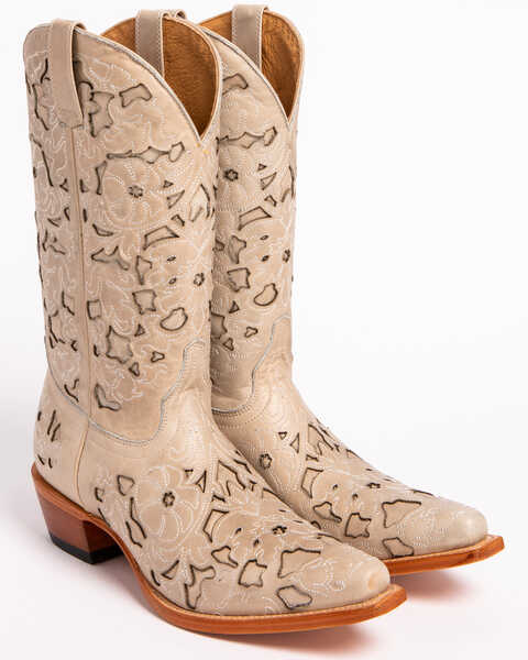 Image #4 - Shyanne Women's Laser Cut Western Boots - Snip Toe, White, hi-res