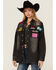 Image #1 - Blue B Women's Dark Wash Western Patchwork Snap Shacket, Charcoal, hi-res