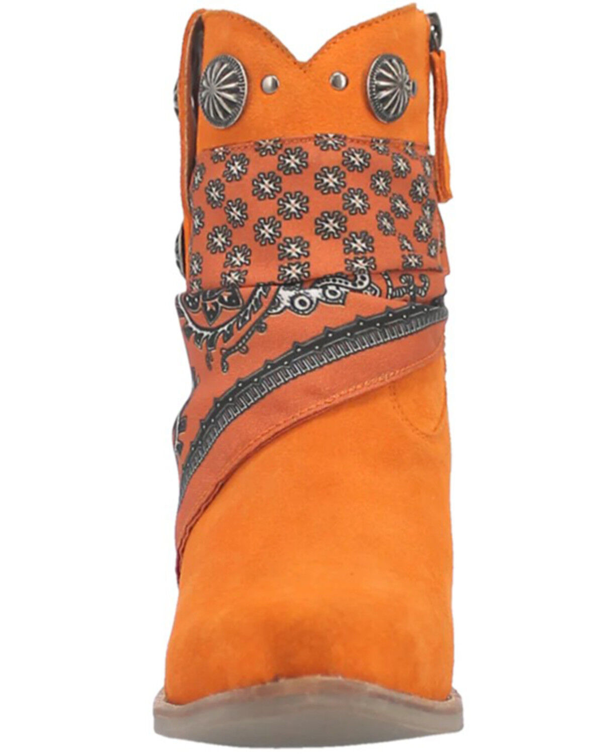 Image #4 - Dingo Women's Suede Bandida Western Booties - Round Toe, Orange, hi-res