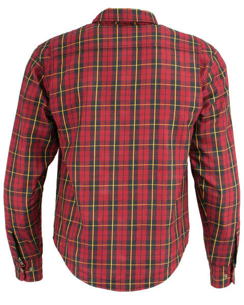 Image #3 - Milwaukee Performance Men's Aramid Reinforced Checkered Flannel Long Sleeve Biker Shirt, Black/red, hi-res