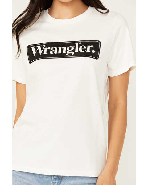 Image #3 - Wrangler Women's Block Logo Tee, Off White, hi-res
