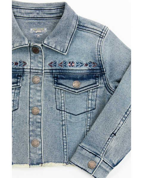 Image #2 - Shyanne Toddler Girls' Forks Light Wash Frayed Embroidered Denim Jacket, Medium Wash, hi-res