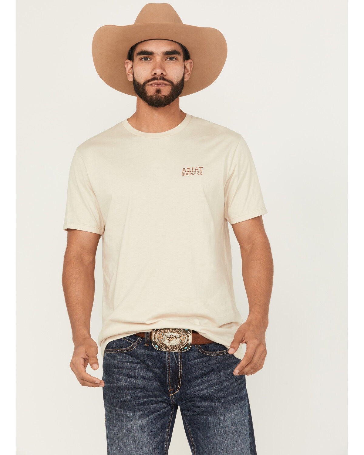 Ariat Men's Logo Short Sleeve Graphic T-Shirt, Natural, hi-res