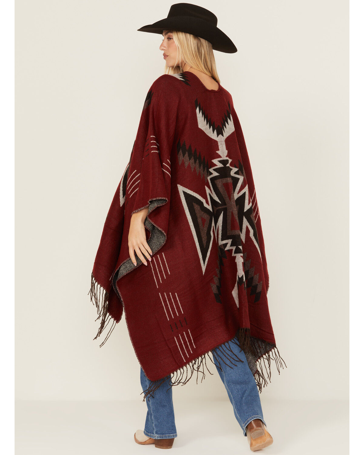 Image #4 - Idyllwind Women's McDowell Southwestern Print Fringe Shawl, Wine, hi-res
