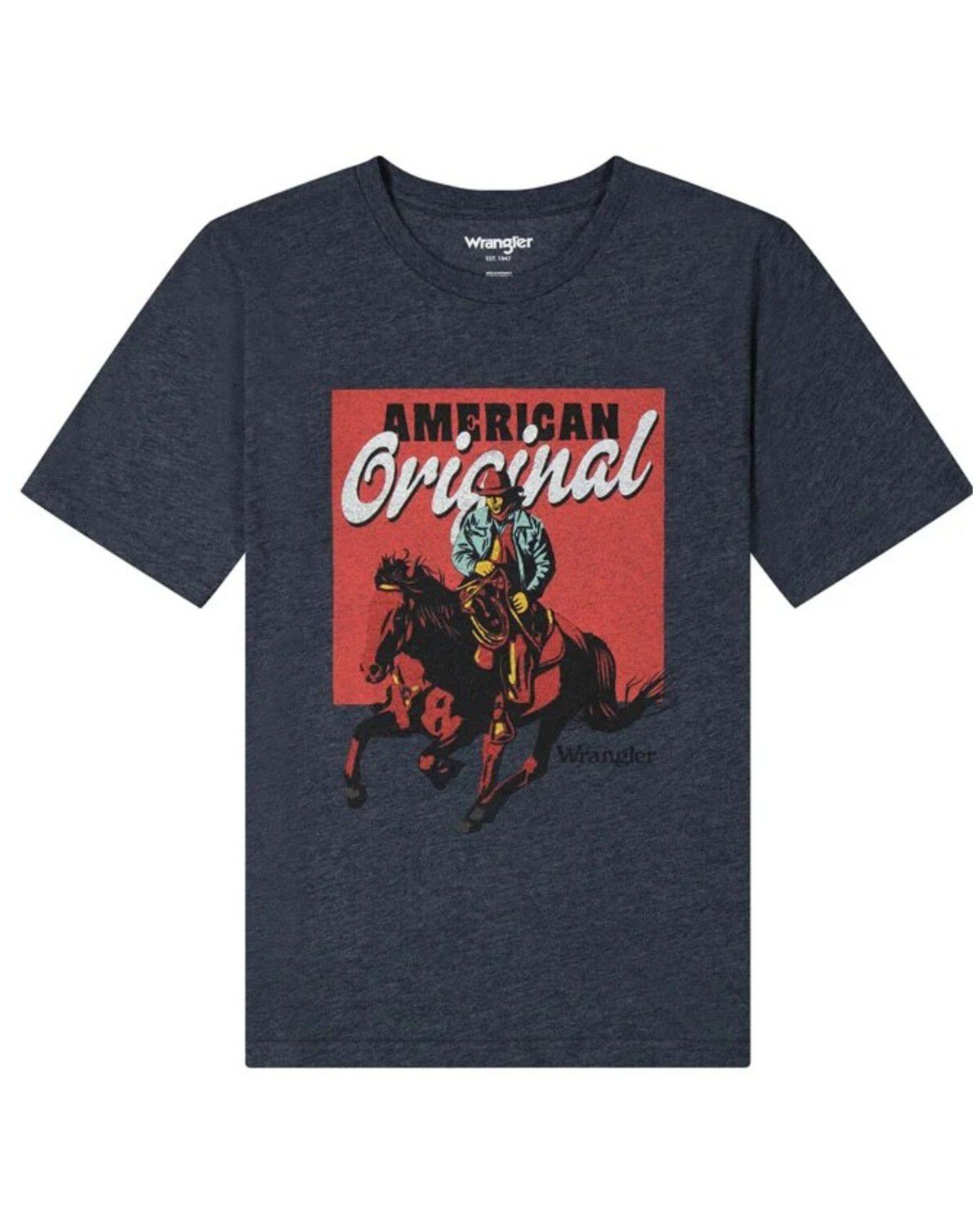 Wrangler Boys' American Original Short Sleeve Graphic T-Shirt, Heather Grey, hi-res