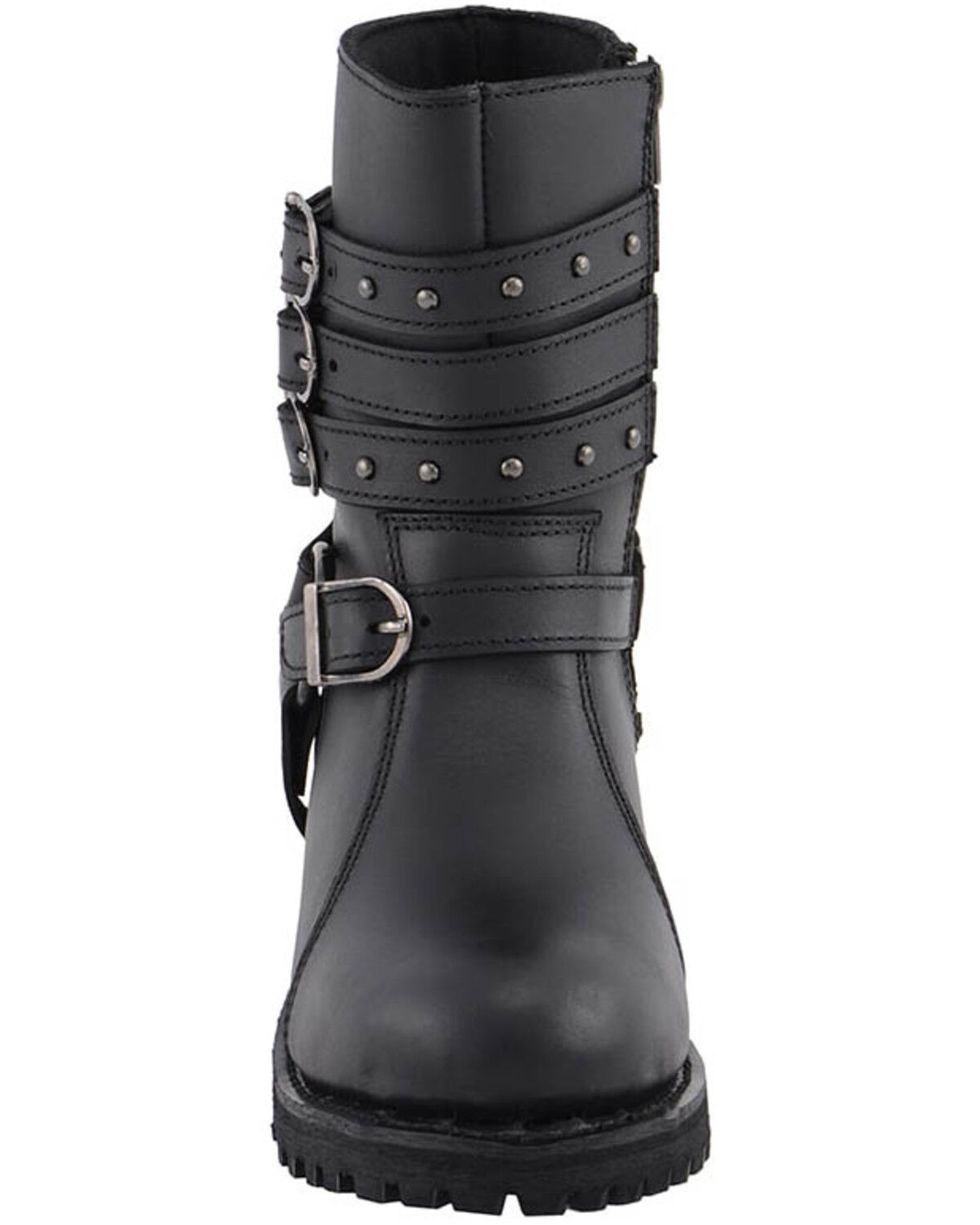 Image #5 - Milwaukee Leather Women's Triple Buckle Harness Moto Boots - Round Toe, Black, hi-res