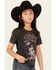 Image #2 - Self Esteem Girls' Space Cowgirl Short Sleeve Graphic Tee, Black, hi-res