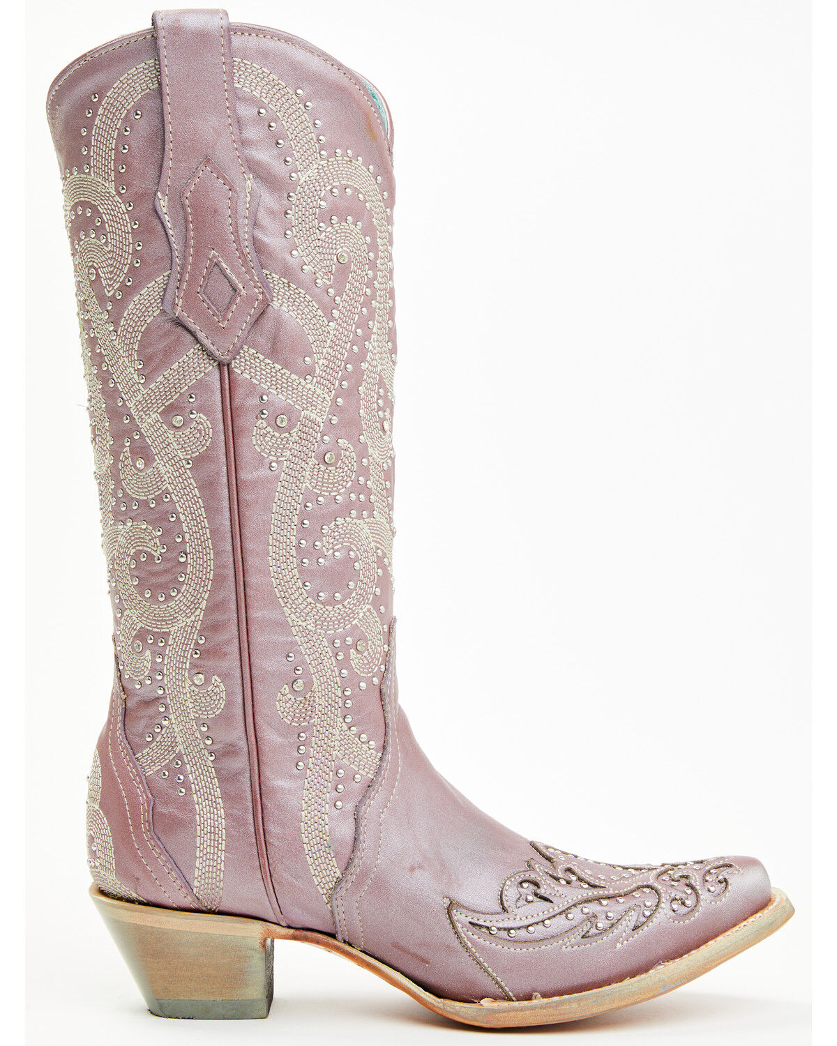 Image #2 - Corral Women's Metallic Embellished Overlay Western Boots - Snip Toe, Rose, hi-res