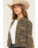 Image #2 - Ashley Women's Camo Print Denim Shacket, Green, hi-res