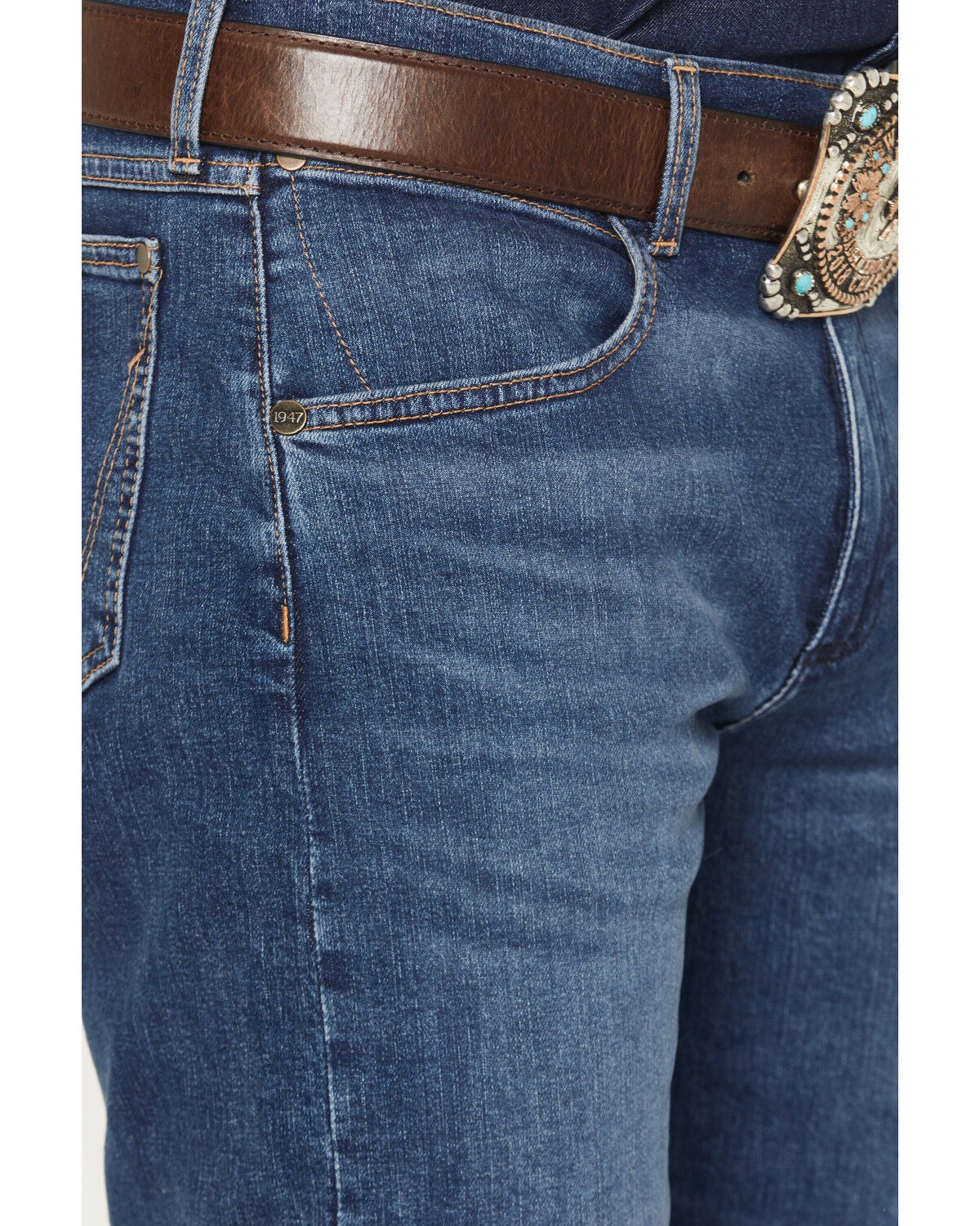 Image #2 - Wrangler Retro Men's Medium Wash Slim Straight Stretch Denim Jeans, Medium Wash, hi-res