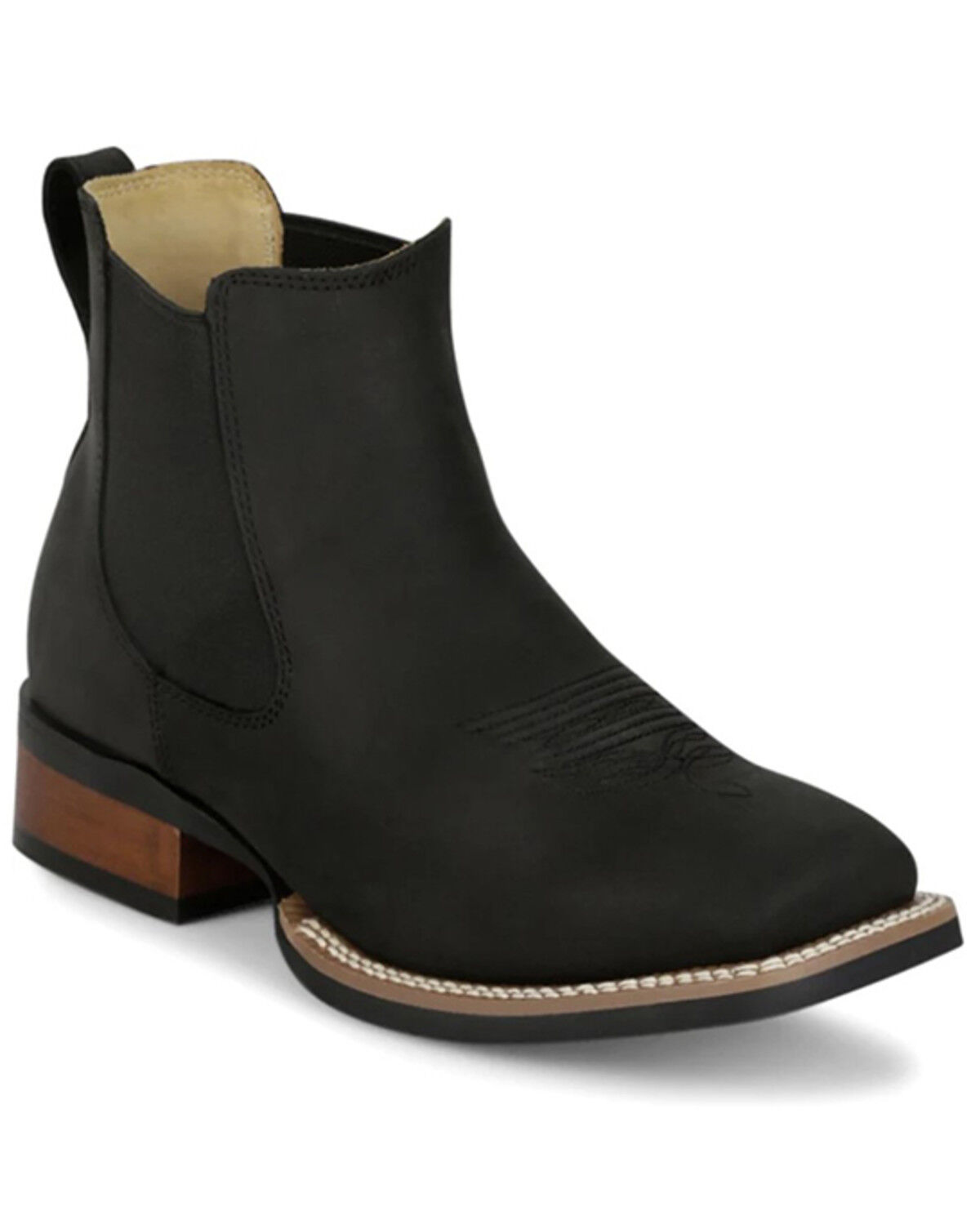 Image #1 - Justin Men's 6" Crazy Buck Chelsea Ankle Boots - Broad Square Toe, Black, hi-res