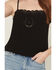 Image #5 - Idyllwind Women's Sage Satin Lace Cami, Black, hi-res