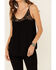 Panhandle Women's Lace Trim Crinkle Inset Cami , Black, hi-res