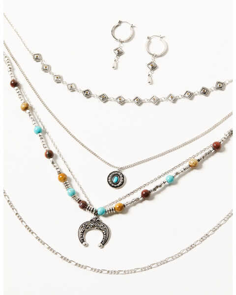 Shyanne Women's Bisbee Falls Multi-Strand Necklace & Earrings Jewelry Set, Silver, hi-res