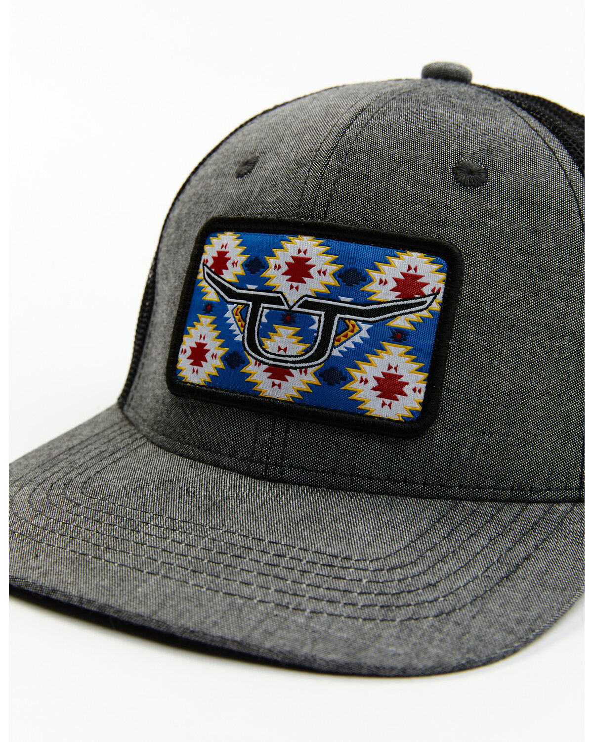 Image #2 - RopeSmart Men's Southwestern Rec Patch Mesh-Back Gray Ball Cap, Grey, hi-res