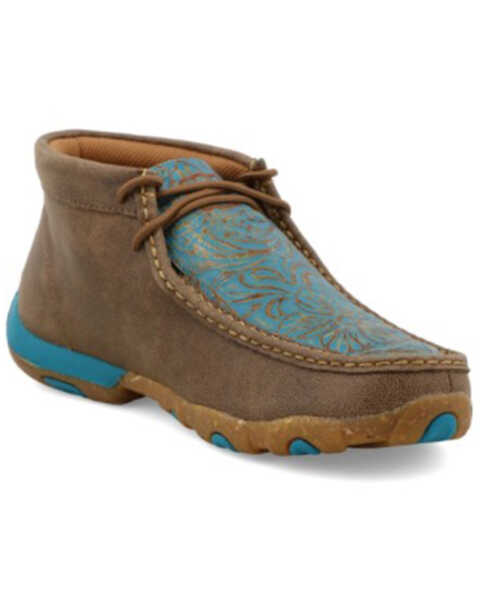  Twisted X Women's Tooled Chukka Driving Mocs, Brown, hi-res