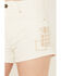 Image #2 - Cleo + Wolf Women's High Rise 3" Inseam Patched Shorts, White, hi-res