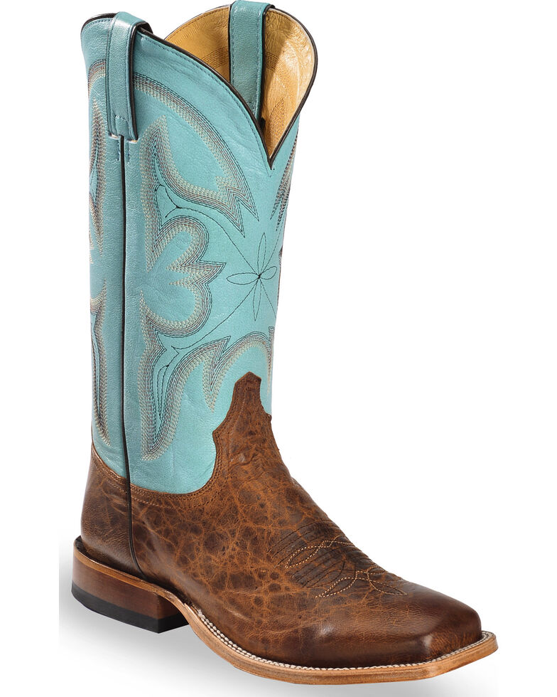 Tony Lama Men's Honey Blue Cabra Foot Cowboy Boots - Square Toe, Honey, hi-res