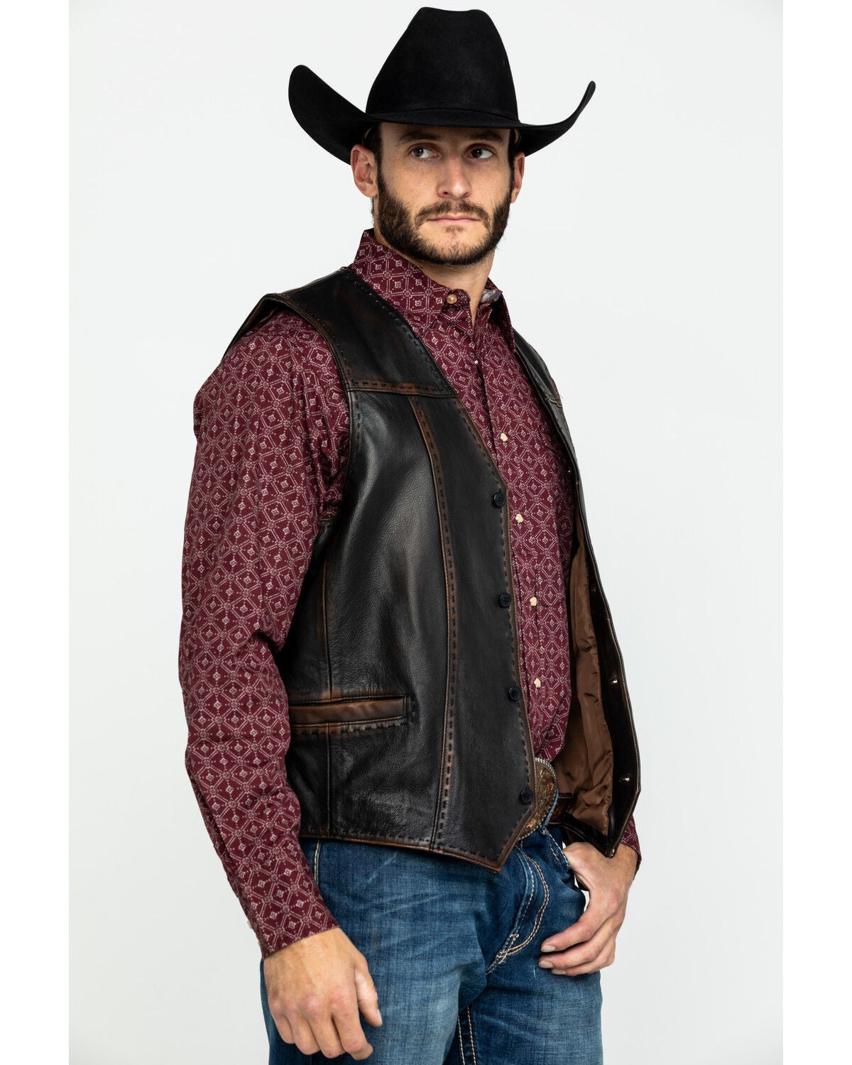 boot barn leather vest
