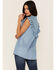 Image #4 - Tasha Polizzi Women's Chambray Ruffle Sleeveless Shirt, Blue, hi-res