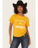 Image #1 - Shyanne Women's Sunshine and Whiskey Short Sleeve Tie-Front Graphic Tee, Gold, hi-res