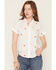 Image #1 - Cotton & Rye Women's Horse And Horseshoe Embroidered Short Sleeve Button-Down Western Shirt, White, hi-res