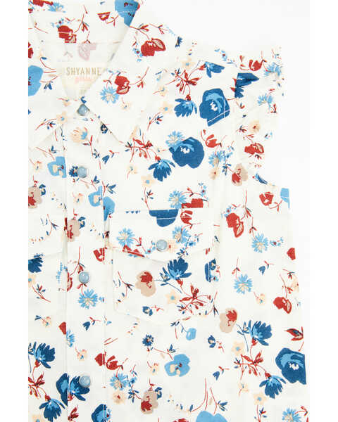 Image #2 - Shyanne Toddler Girls' Pine Haven Floral Print Sleeveless Snap Western Shirt , Cream, hi-res