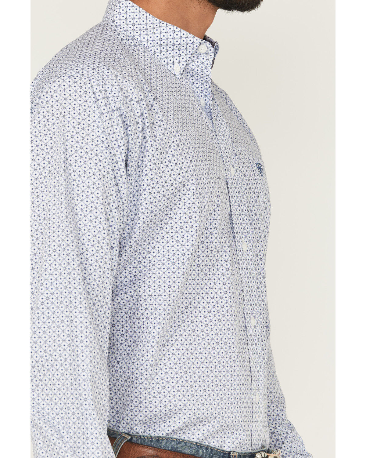 Image #2 - Ariat Men's Danny Wrinkle Free Geo Print Long Sleeve Button-Down Western Shirt - Tall, Blue, hi-res