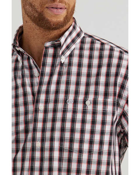 Image #2 - Wrangler Men's Classic Plaid Print Short Sleeve Button-Down Western Shirt - Tall, Black, hi-res