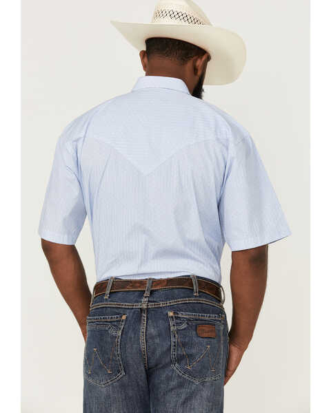 Image #4 - Resistol Men's Destin All-Over Print Short Sleeve Pearl Snap Western Shirt , Blue, hi-res