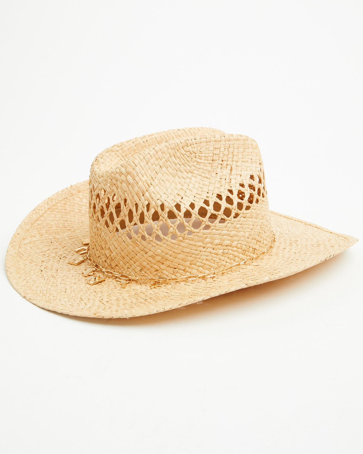 Image #1 - Shyanne Women's Charm Chain Straw Cowboy Hat, Natural, hi-res
