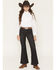 Image #1 - Wrangler X Lainey Wilson Girls' Pull-On Bell Bottoms, Black, hi-res