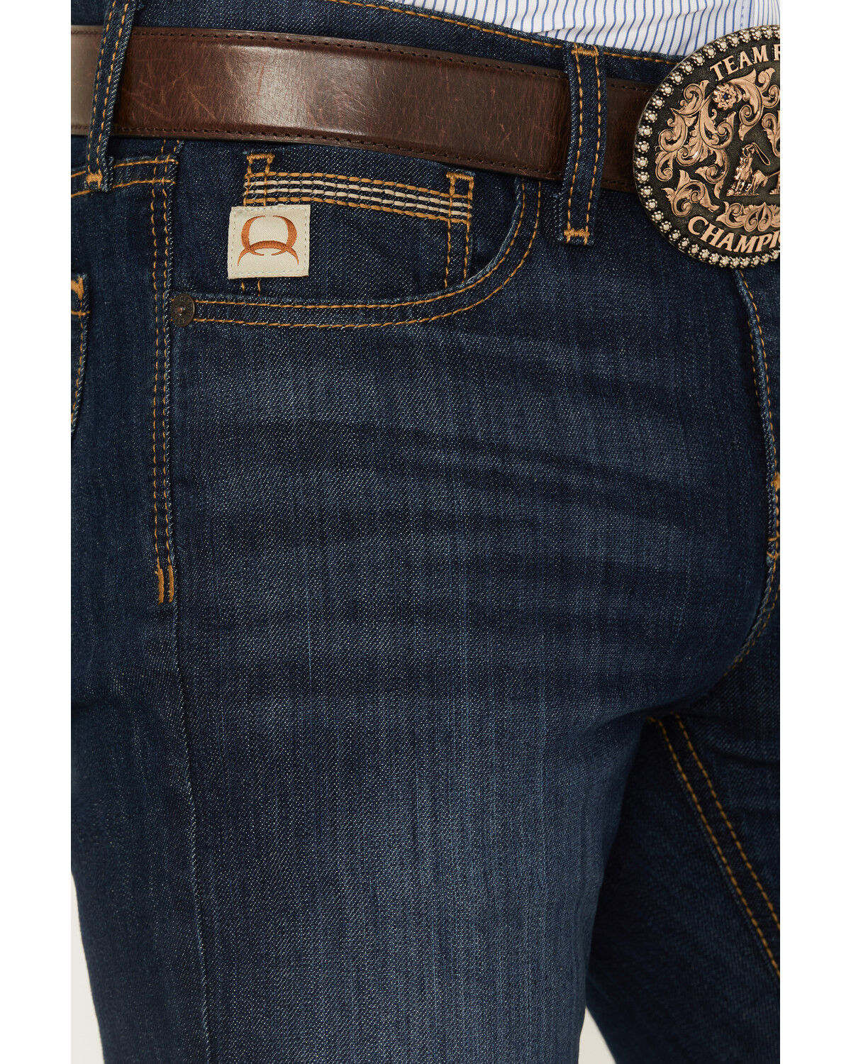 Image #2 - Cinch Men's Jesse Dark Stonewash Slim Straight Performance Stretch Denim Jeans, Indigo, hi-res