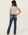 Image #1 - Miss Me Girls' Dark Wash Steerhead Pocket Bootcut Stretch Denim Jeans, Blue, hi-res