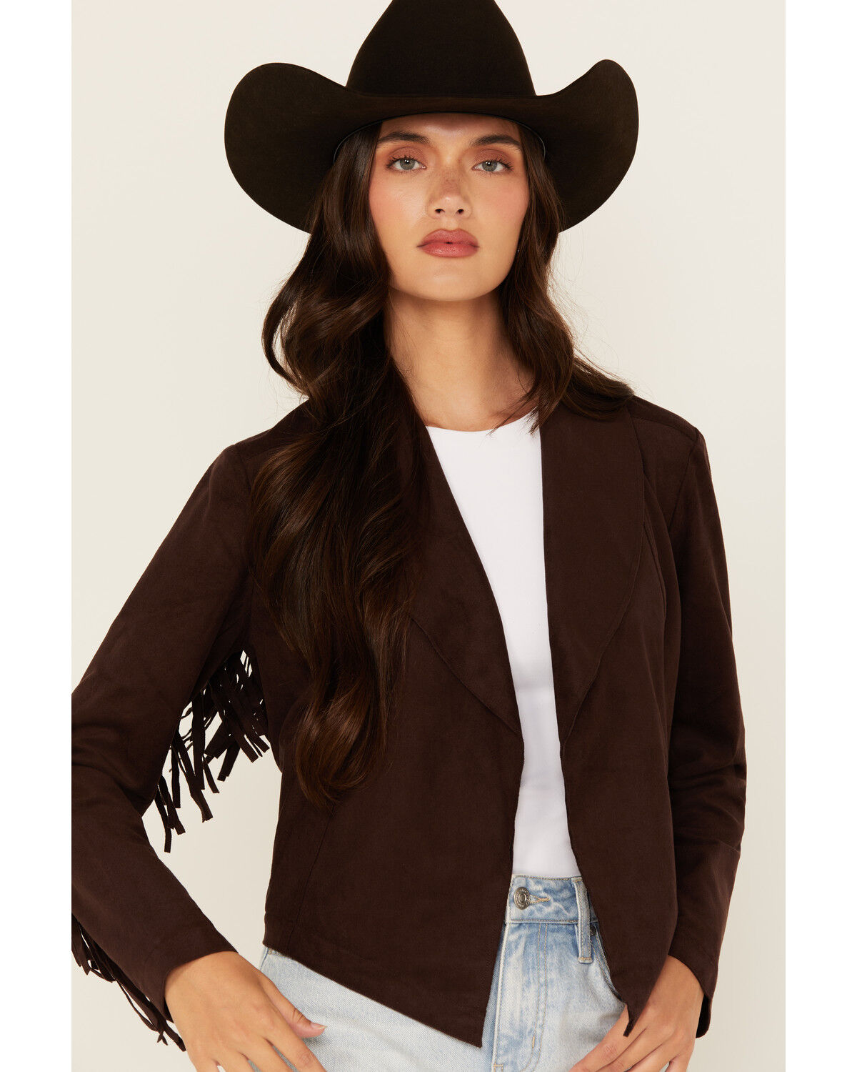 Image #2 - Shyanne Women's Faux Suede Fringe Jacket, Chocolate, hi-res