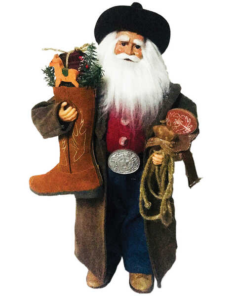 Image #1 - Santa's Workshop 20" Leather Boot Cowboy Santa Claus, Brown, hi-res