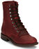 Image #1 - Justin Women's McKean Lace-Up Boots - Round Toe , Red, hi-res